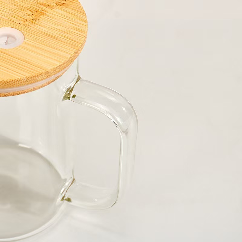 Yisli 25packs 15oz Clear Double Wall Snow Globe Glass Cups UV DTF Glass Beer Mugs With Bamboo Lid and Plastic Straw