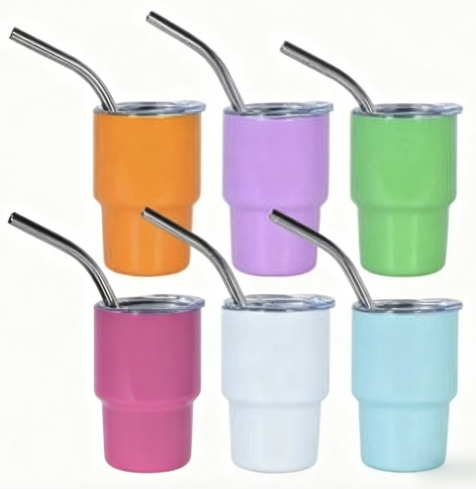 Wholesale 3oz Mini Assorted Colors Shot Sublimation Stainless Steel Tumbler with Straw