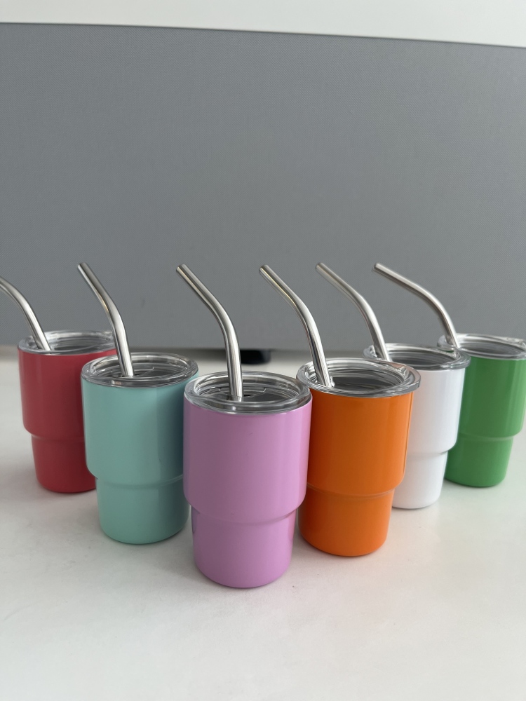 Wholesale 3oz Mini Assorted Colors Shot Sublimation Stainless Steel Tumbler with Straw