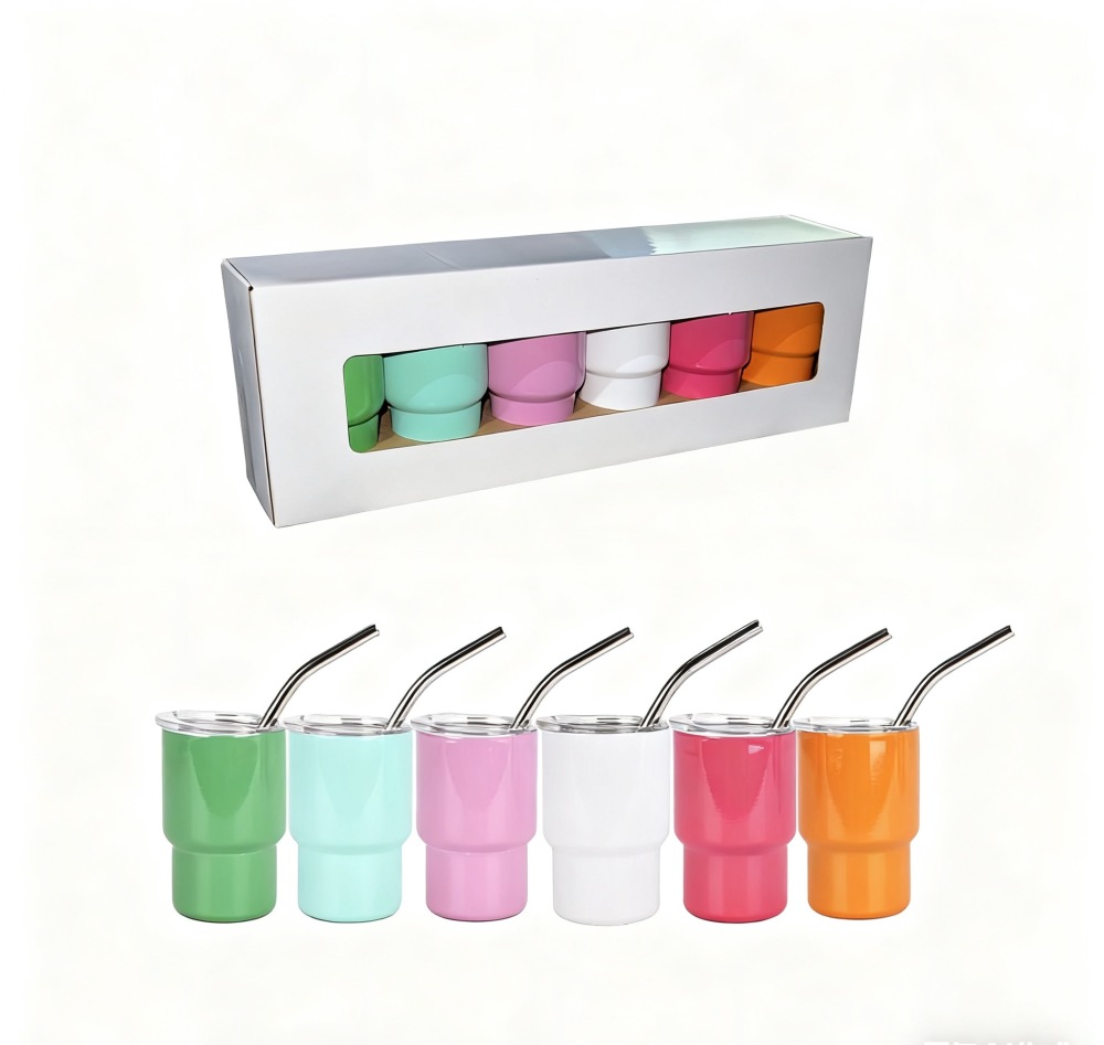 Wholesale 3oz Mini Assorted Colors Shot Sublimation Stainless Steel Tumbler with Straw