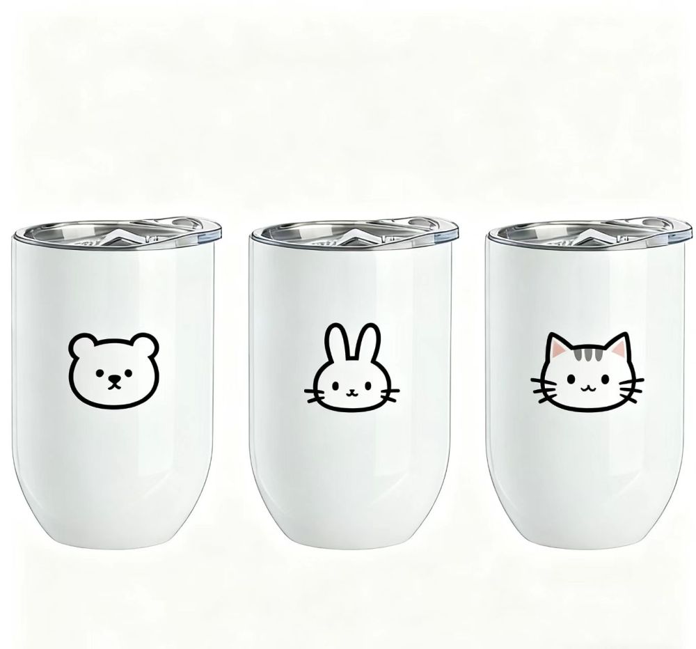 25Pack 12oz Sublimation Egg-Shaped Wine Tumblers Coffee Mugs with Plastic Lids