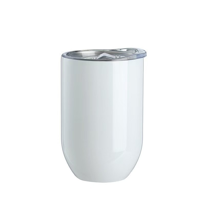 25Pack 12oz Sublimation Egg-Shaped Wine Tumblers Coffee Mugs with Plastic Lids