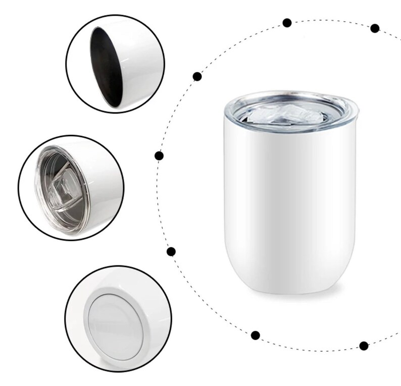 25Pack 12oz Sublimation Egg-Shaped Wine Tumblers Coffee Mugs with Plastic Lids