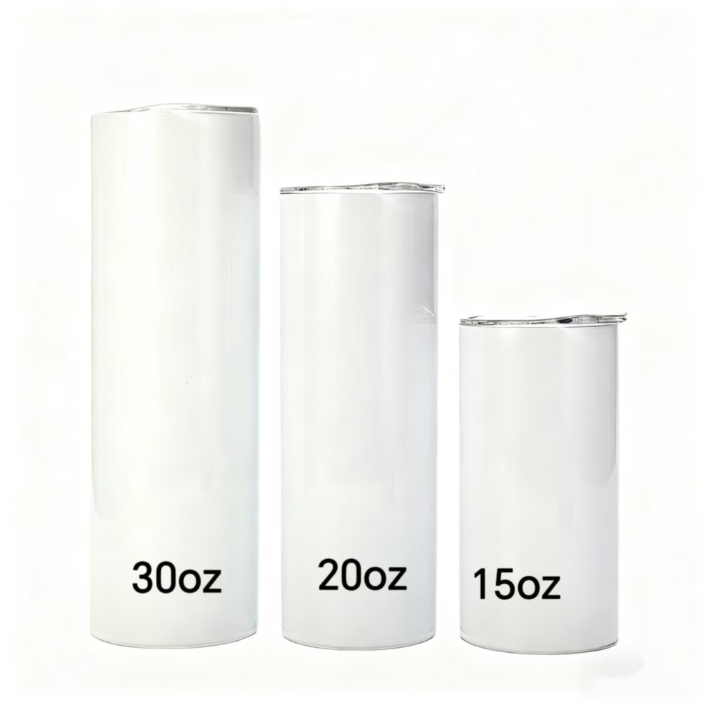 25Pack 15oz/30oz Sublimation Staright Tumbler BPA-FREE Kids Bottle with Plastic Straw