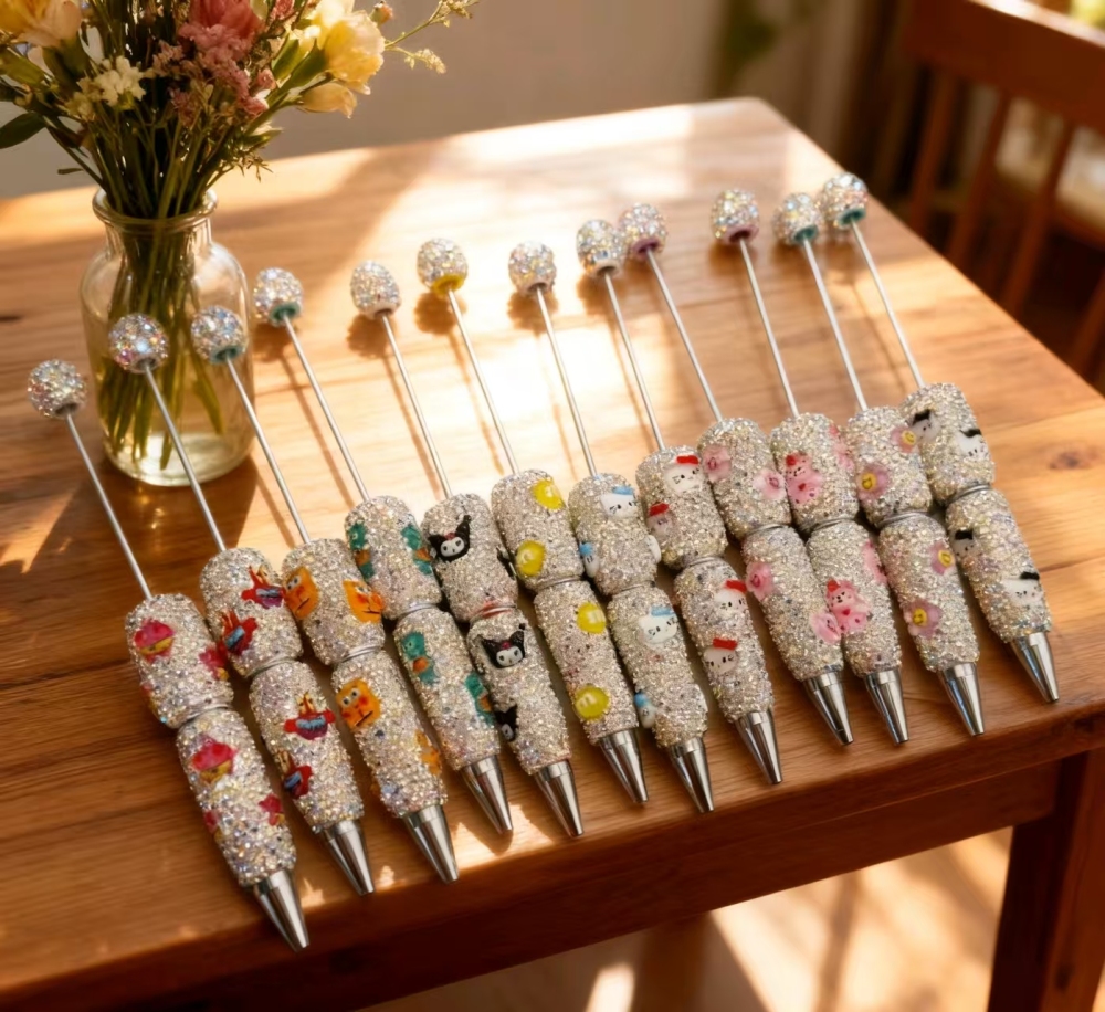 Cartoon Diamond Beads Pen Cute Beads Pen with Different Designs,Free Shipping