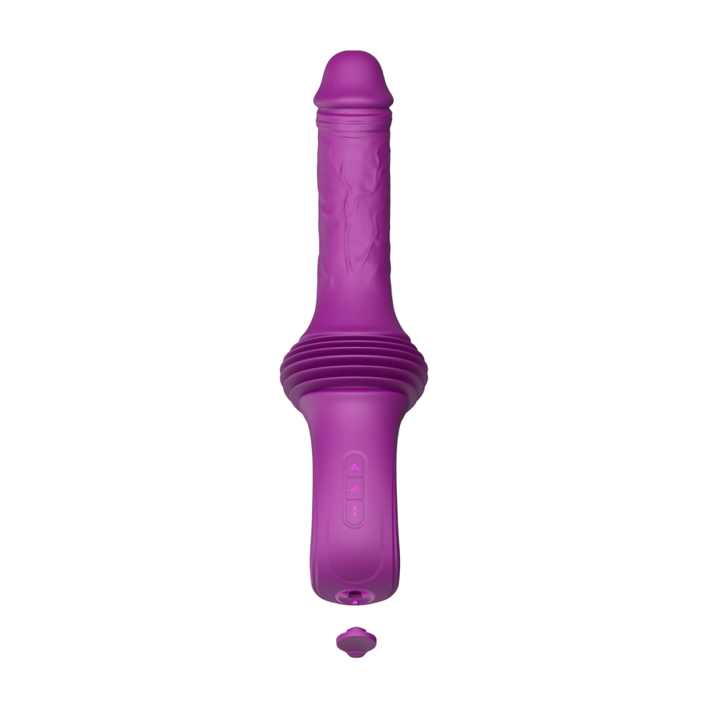 3-Speed Thrusting & 10-Vibration Mode Automatic Telescoping Wand with Warming & Suction Cup