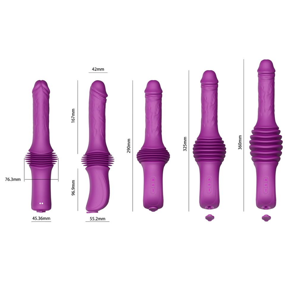 3-Speed Thrusting & 10-Vibration Mode Automatic Telescoping Wand with Warming & Suction Cup