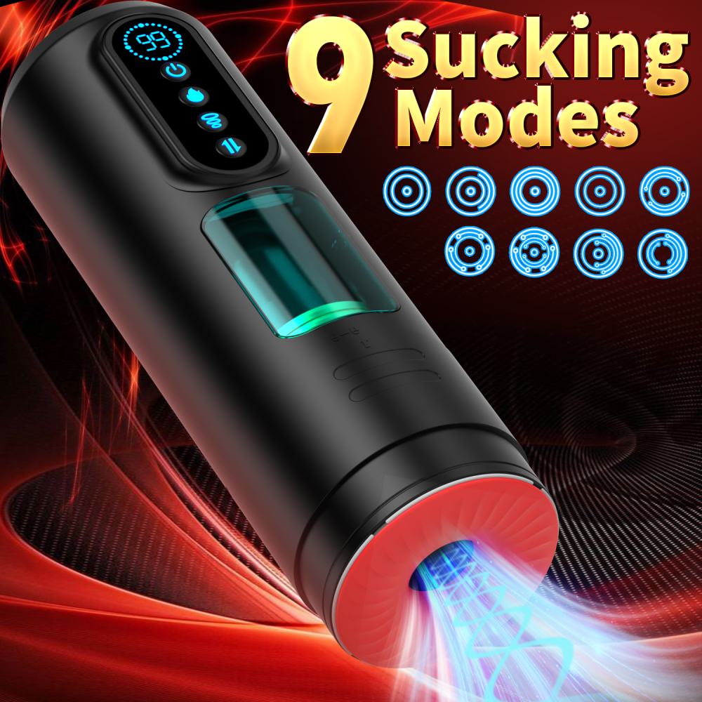 9 Rotating 9 Sucking Lcd Display Pumps & Enlargers Automatic Male Masturbator