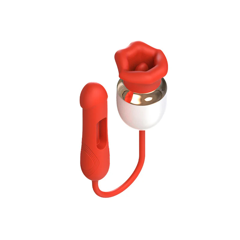 Toyshcool Rose Kiss 2 Vibrator - 4-in-1 Sucking Licking Vibrating Flapping Toy