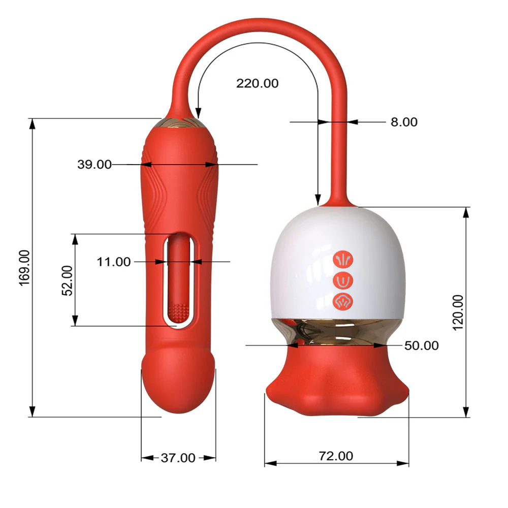 Toyshcool Rose Kiss 2 Vibrator - 4-in-1 Sucking Licking Vibrating Flapping Toy