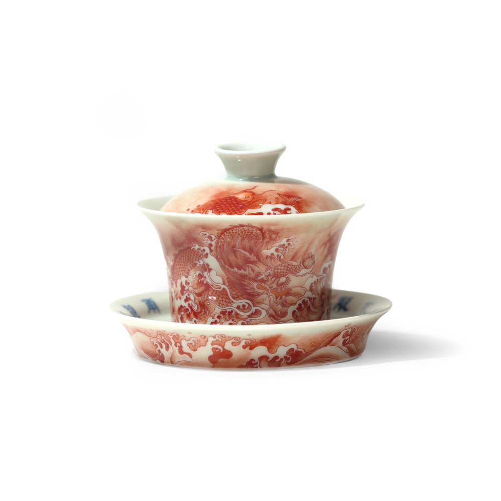 Dragon and Phoenix Ceramic Tea Set Gaiwan