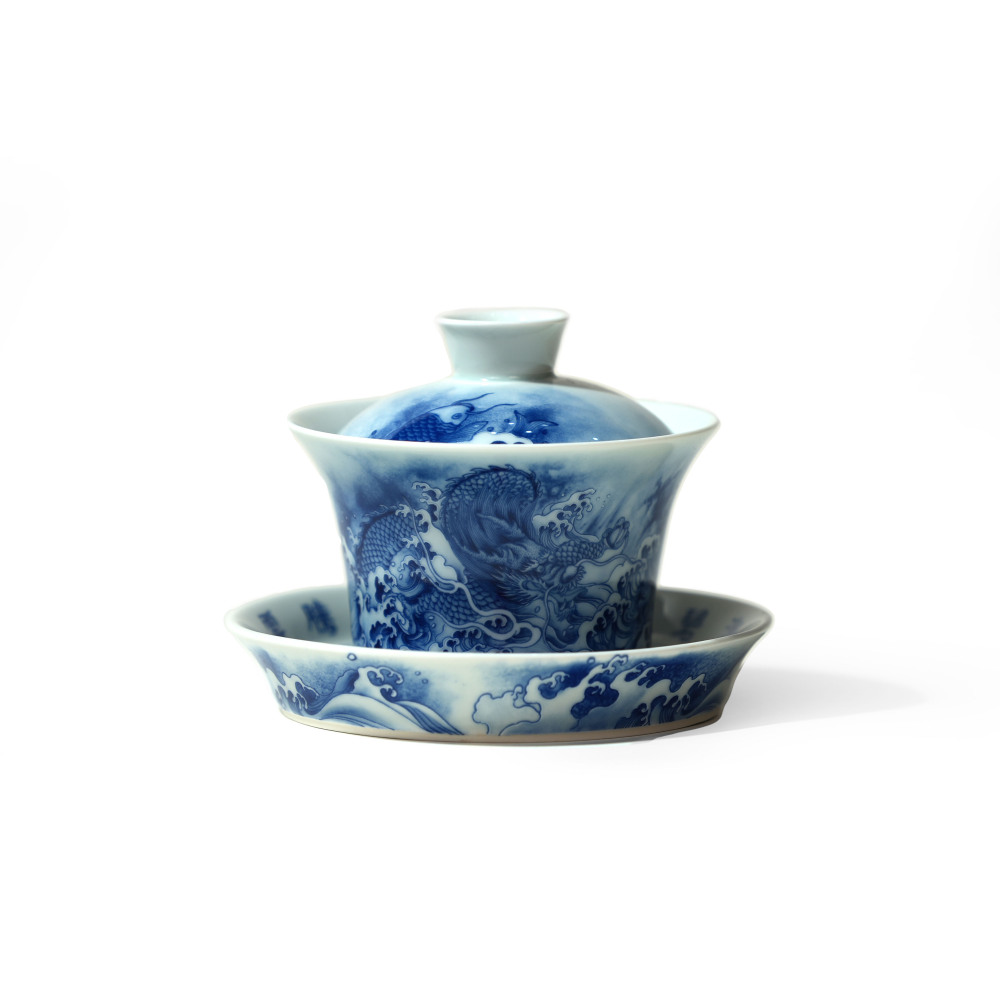 Handmade blue and white fish porcelain tea sets