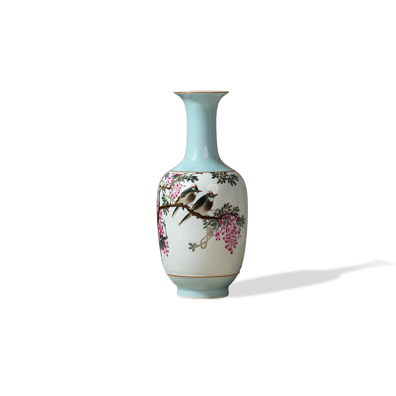 Jingdezhen Hand-painted Flower Vase with Bird and Flower Patterns
