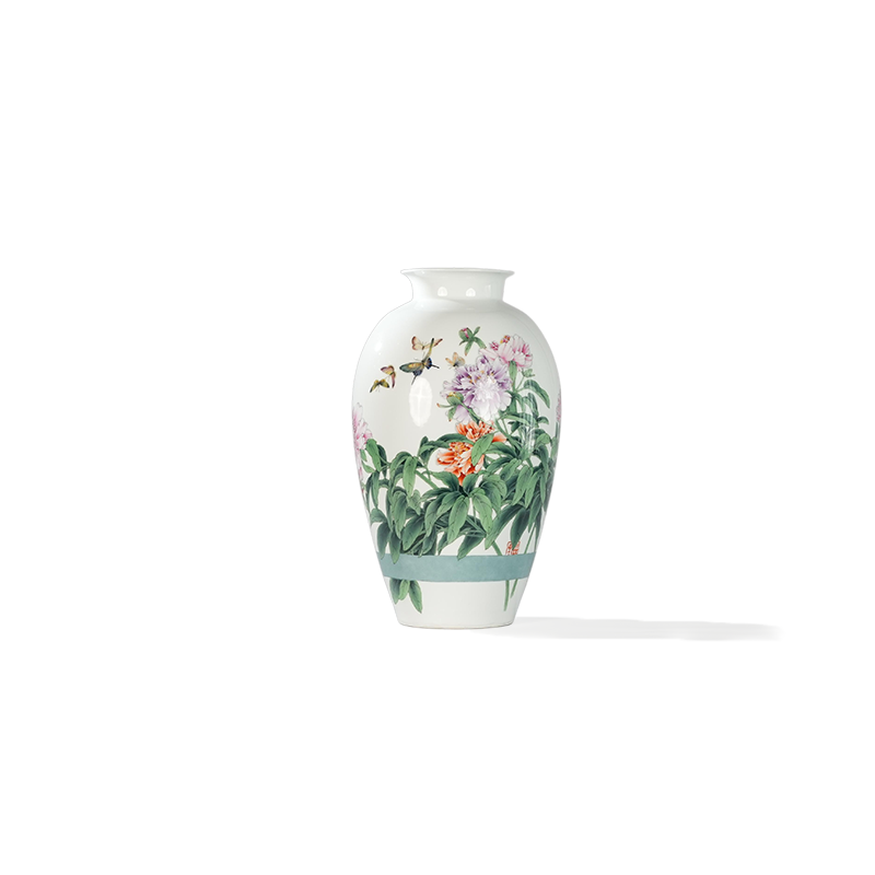 Dance of Peony and Butterfly Vase | Hand-painted Porcelain Masterpiece