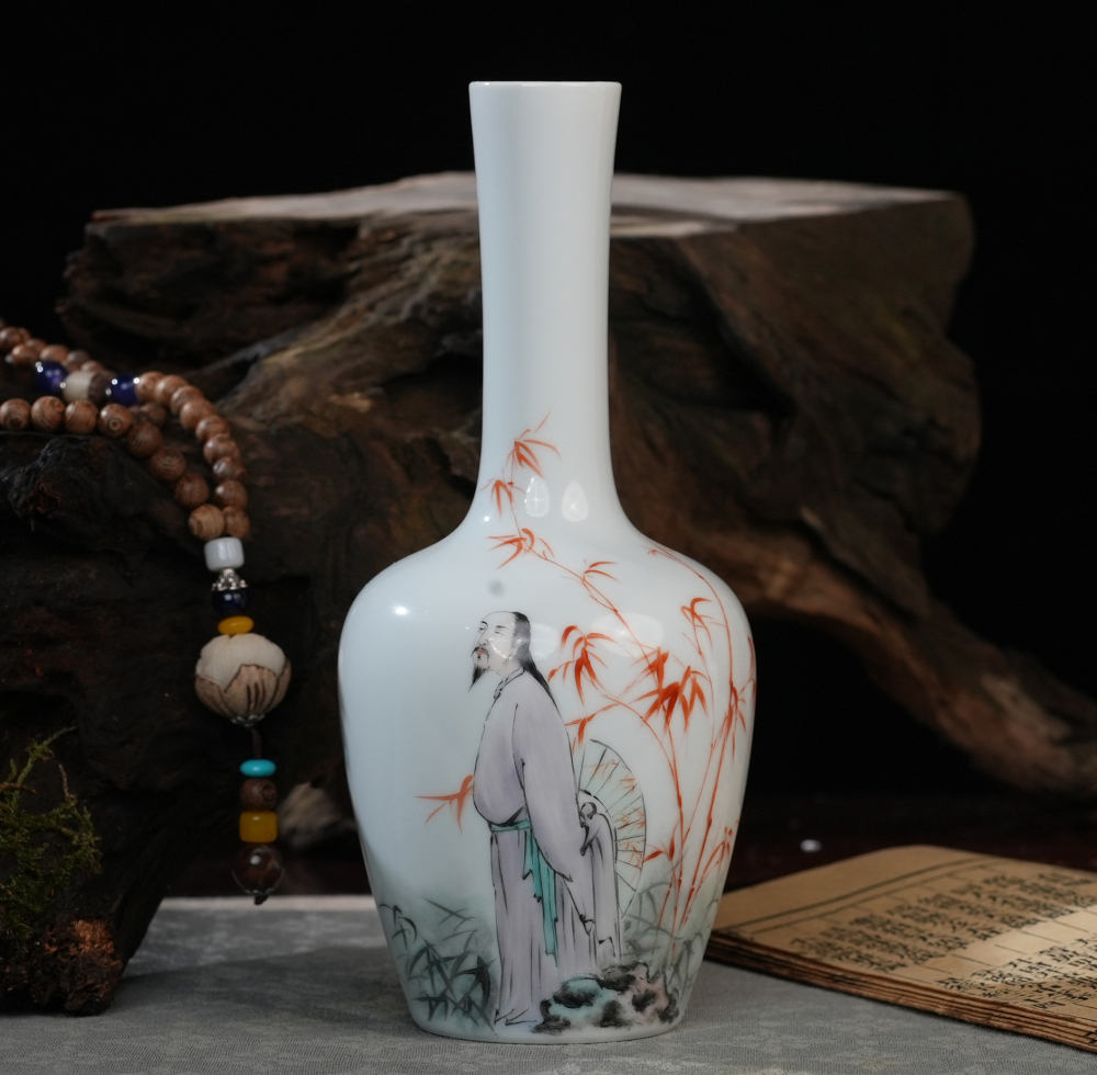Quiet Bamboo Wind Porcelain  Hand-painted Vase