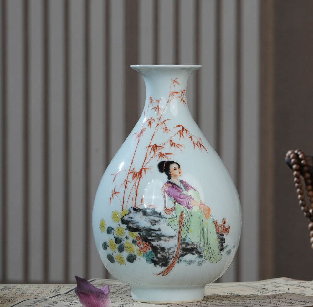 Breeze and Bamboo Shadow Porcelain Vase