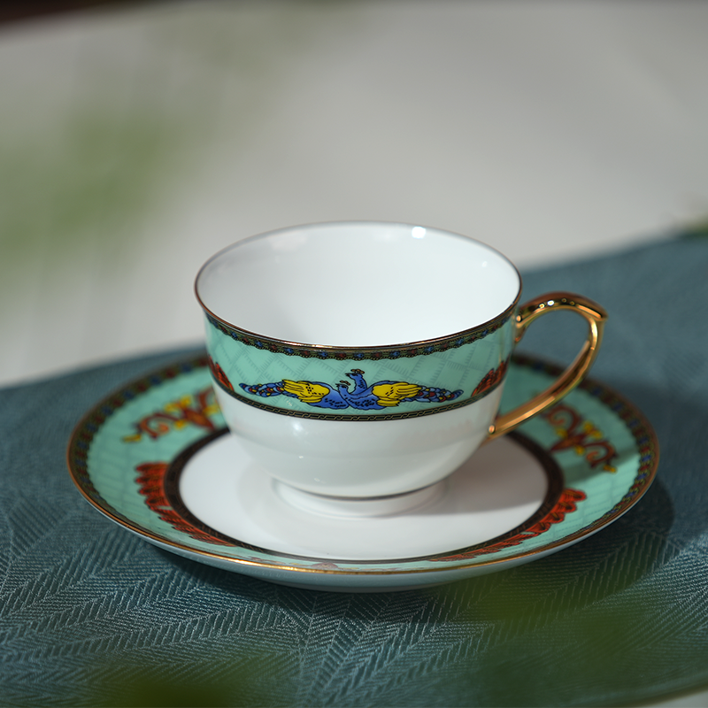 Peacock enamel porcelain tea set