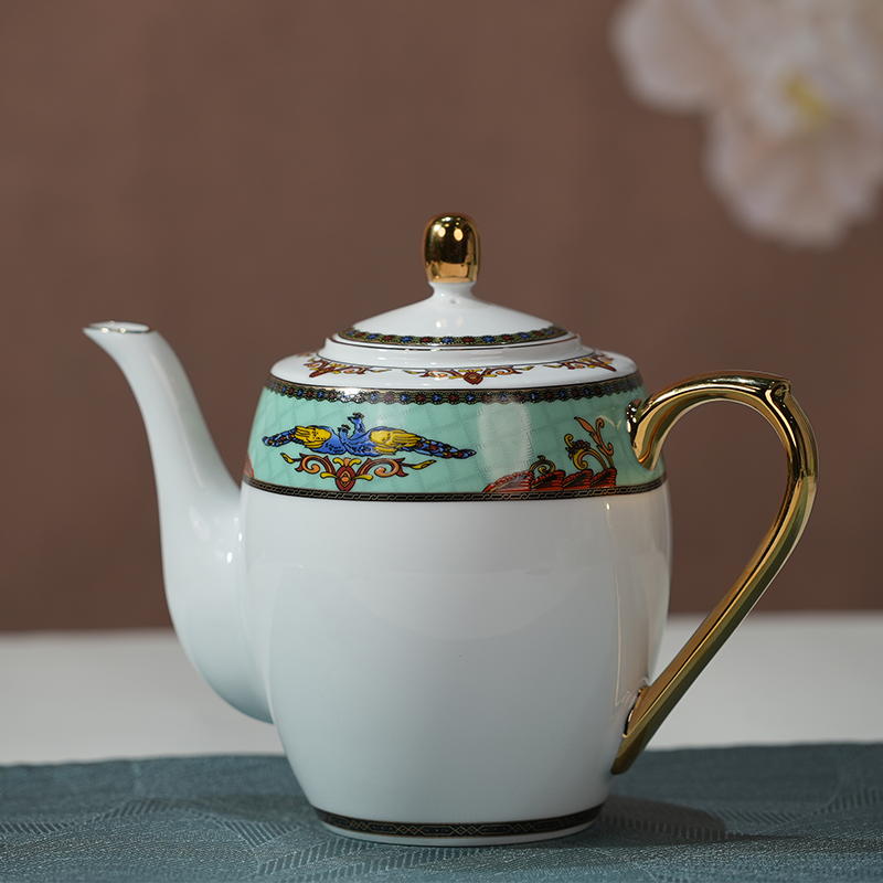 Peacock enamel porcelain tea set