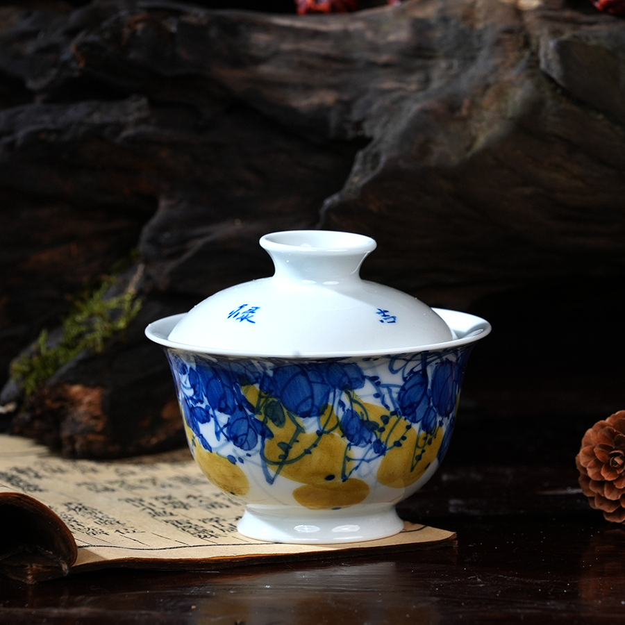 Ceramicpavilion| Yellow Gourd Gaiwan| Handcrafted Porcelain