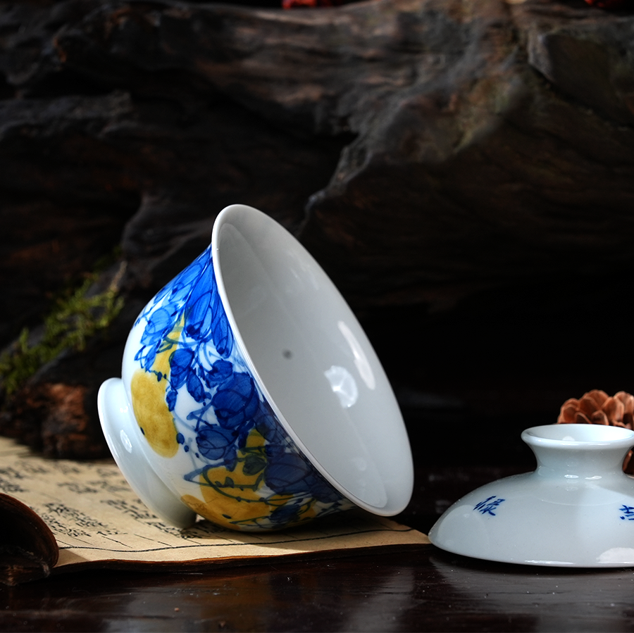 Ceramicpavilion| Yellow Gourd Gaiwan| Handcrafted Porcelain