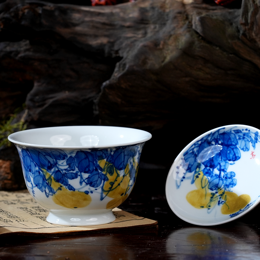 Ceramicpavilion| Yellow Gourd Gaiwan| Handcrafted Porcelain