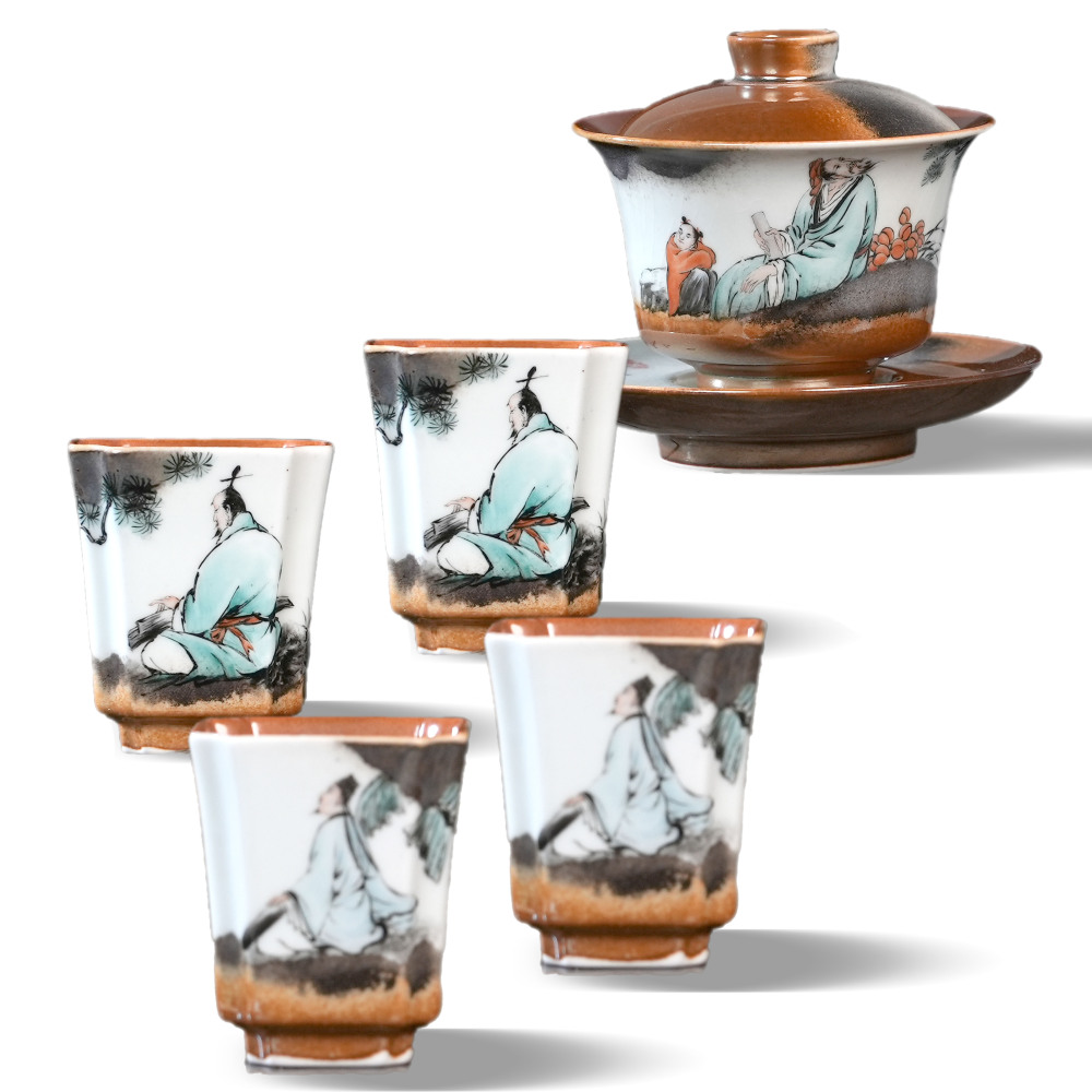 Ceramicpavilion|Pastel-characters Gaiwan|Handcrafted Porcelain