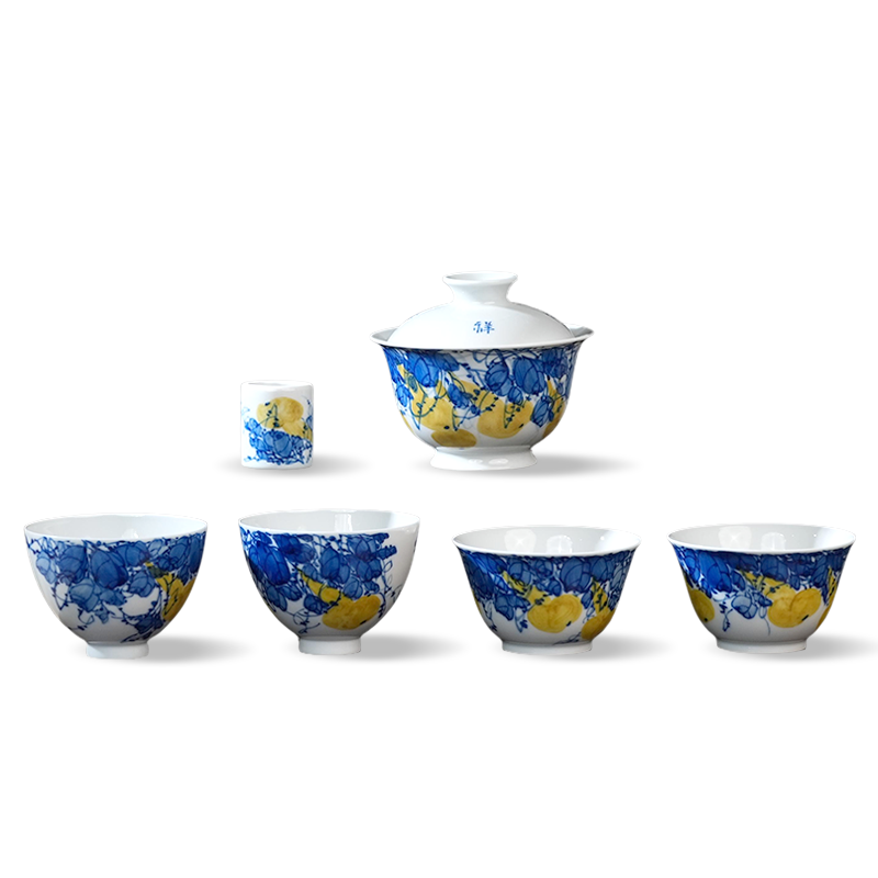 Ceramicpavilion| Yellow Gourd Gaiwan| Handcrafted Porcelain