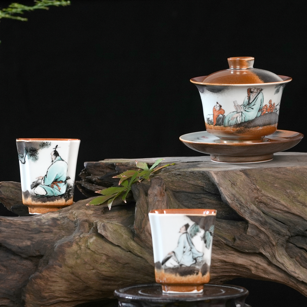 Ceramicpavilion|Pastel-characters Gaiwan|Handcrafted Porcelain