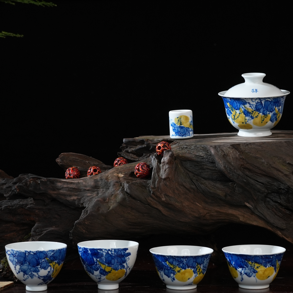Ceramicpavilion| Yellow Gourd Gaiwan| Handcrafted Porcelain