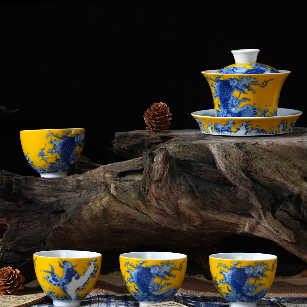 Ceramicpavilion|Freedom of Fish Gaiwan|Jingdezhen Porcelain