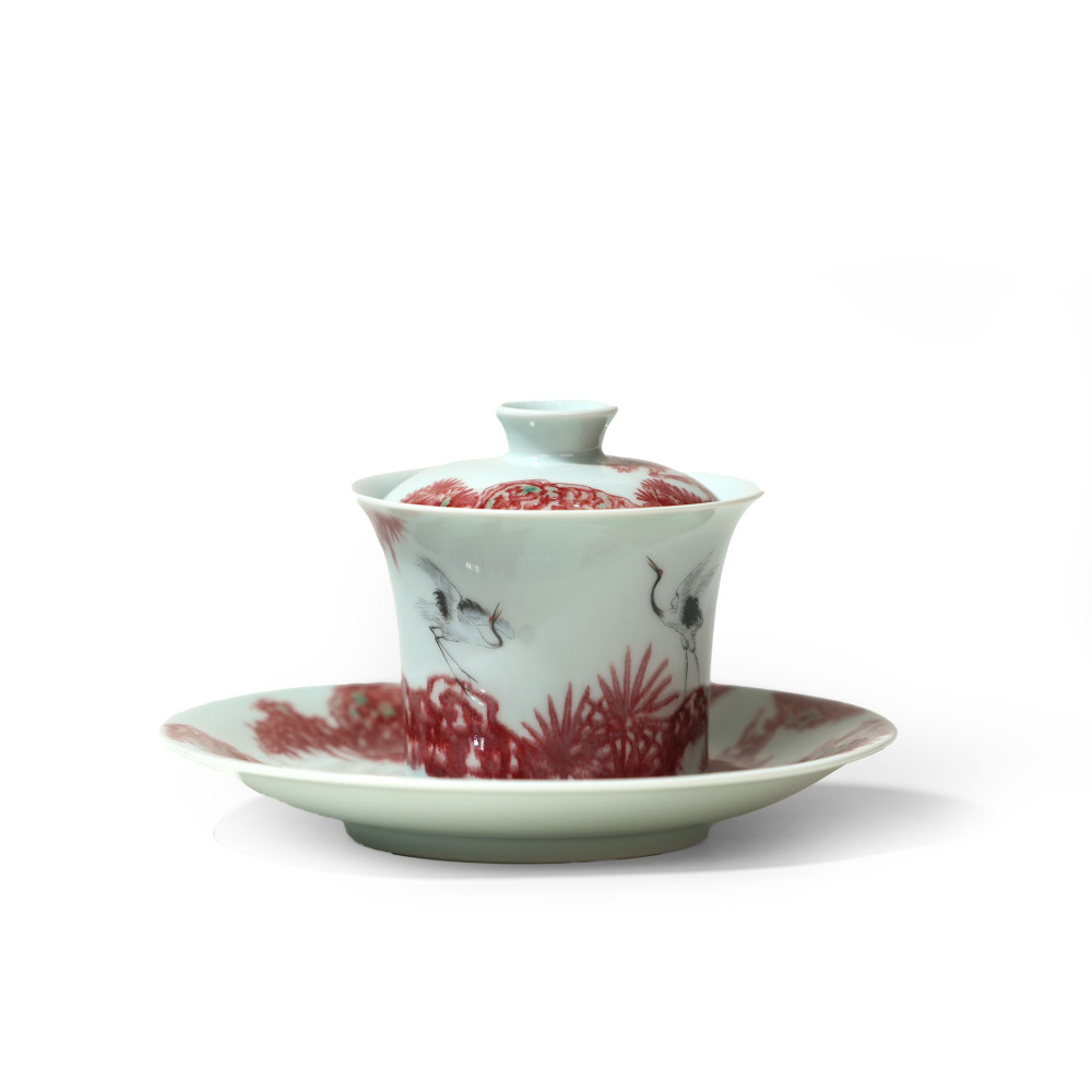 Ceramicpavilion|Celestial Crane Gaiwan|Handpainted|Porcelain