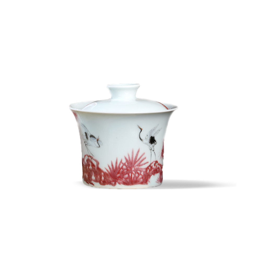 Ceramicpavilion|Celestial Crane Gaiwan|Handpainted|Porcelain