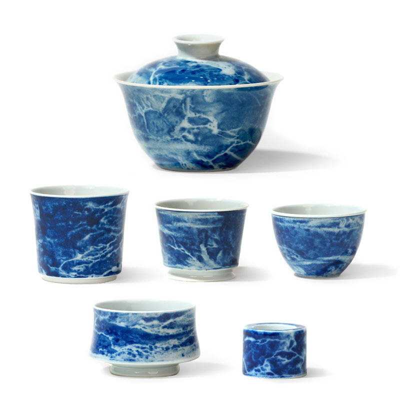 Ceramicpavilion|The Sound of Sea Gaiwan|Handpainted|Porcelain