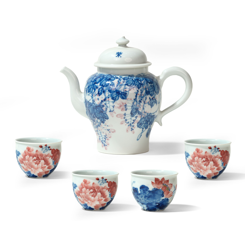 Ceramicpavilion|Wisteria&Peony&Lotus Tea Set|Handpainted|Porcelain