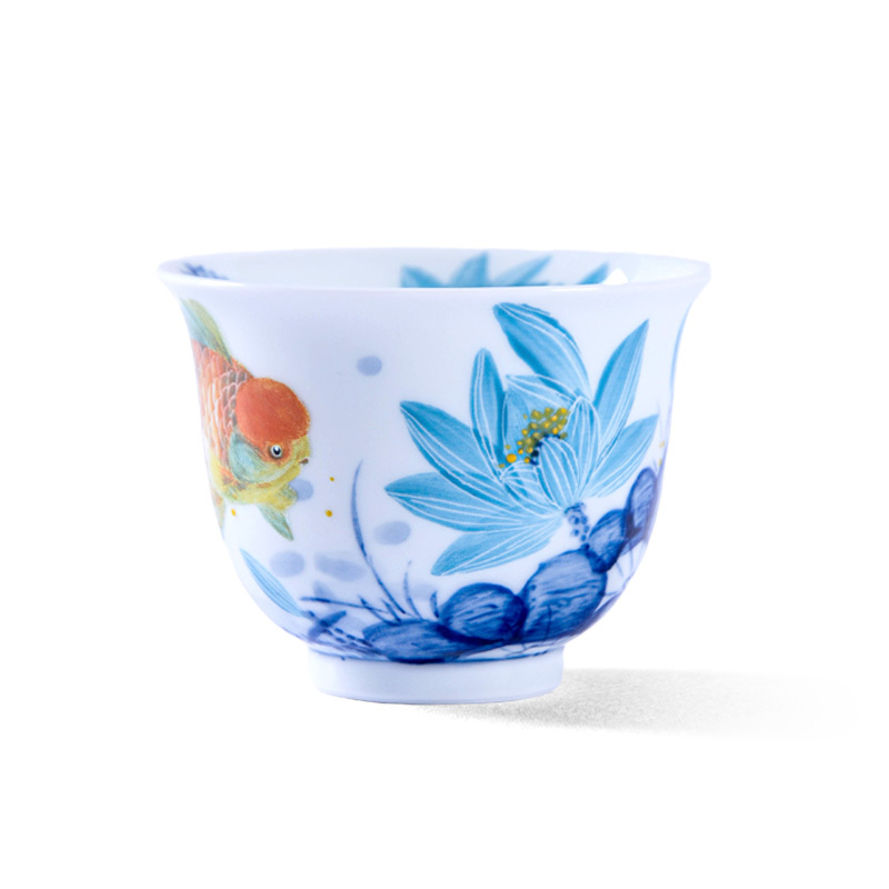 Ceramicpavilion|Serenade of Fish and Lotus Gaiwan|Hand-Painted