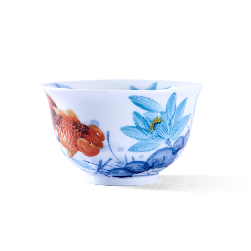 Ceramicpavilion|Serenade of Fish and Lotus Gaiwan|Hand-Painted