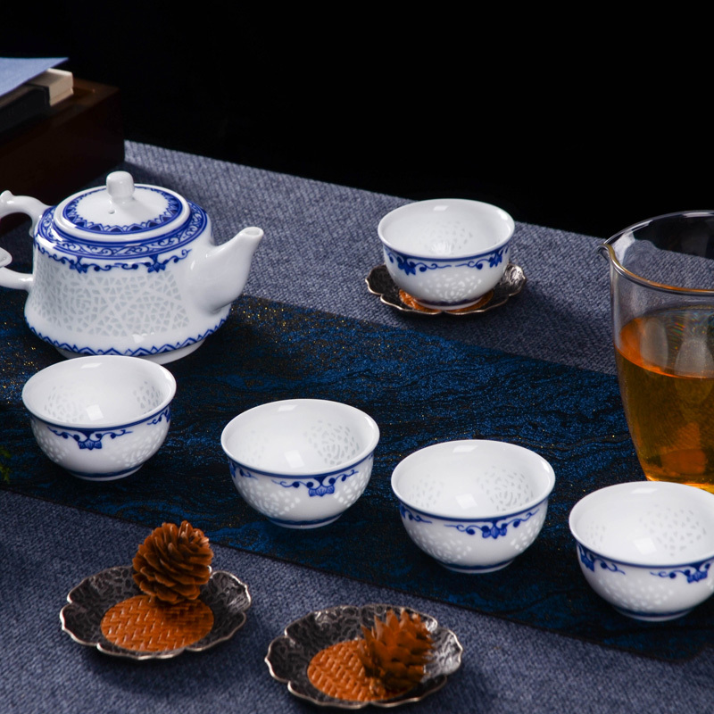 Ceramicpavilion|Diamond Linglong Porcelain Tea Set|Handpainted