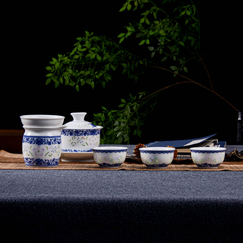 Ceramicpavilion|Floral Linglong Porcelain Tea Set|Handpainted
