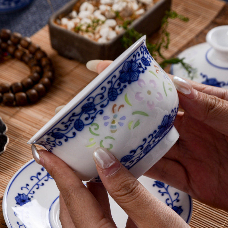Ceramicpavilion|Floral Linglong Porcelain Tea Set|Handpainted
