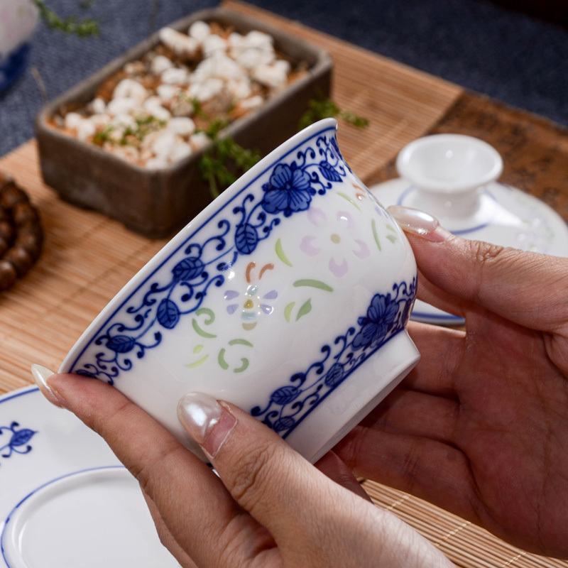 Ceramicpavilion|Floral Linglong Porcelain Tea Set|Handpainted