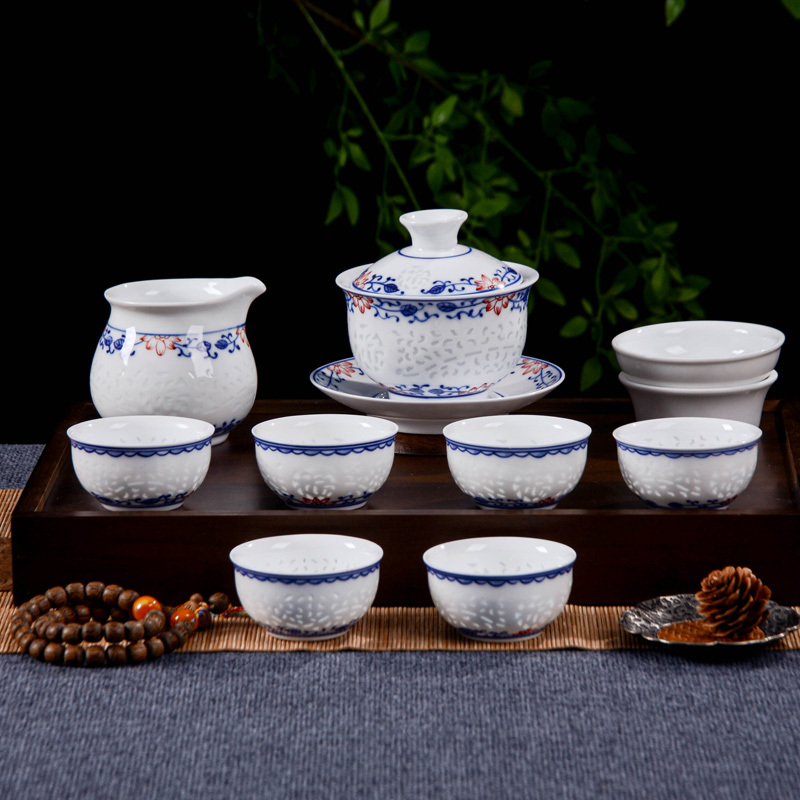 Ceramicpavilion|Scrolling Lotus Linglong Porcelain Tea Set