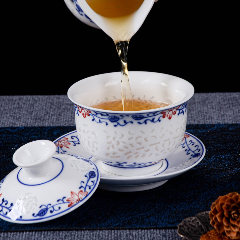 Ceramicpavilion|Scrolling Lotus Linglong Porcelain Tea Set