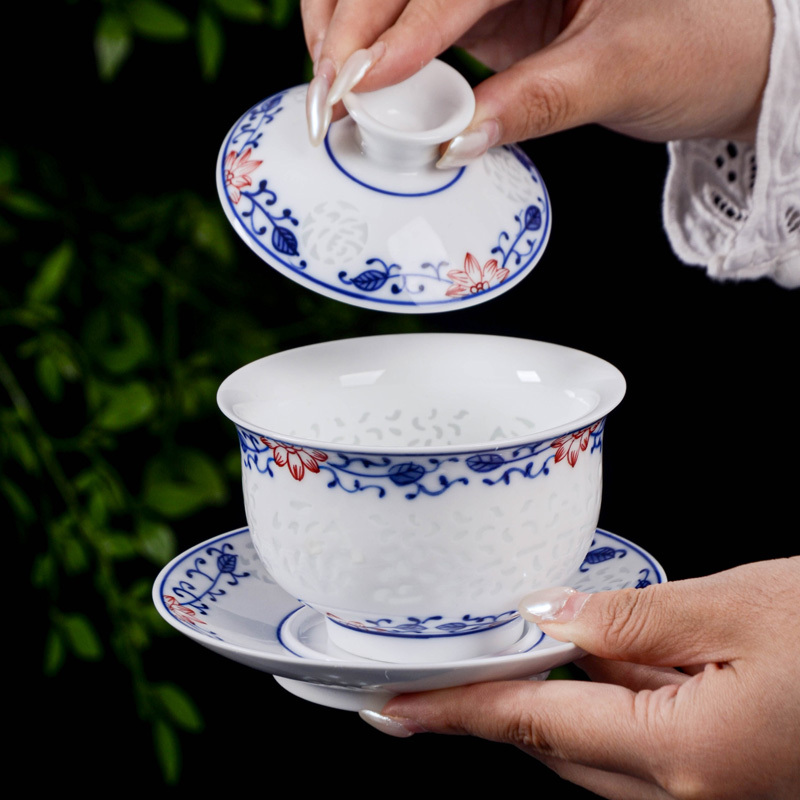 Ceramicpavilion|Scrolling Lotus Linglong Porcelain Tea Set