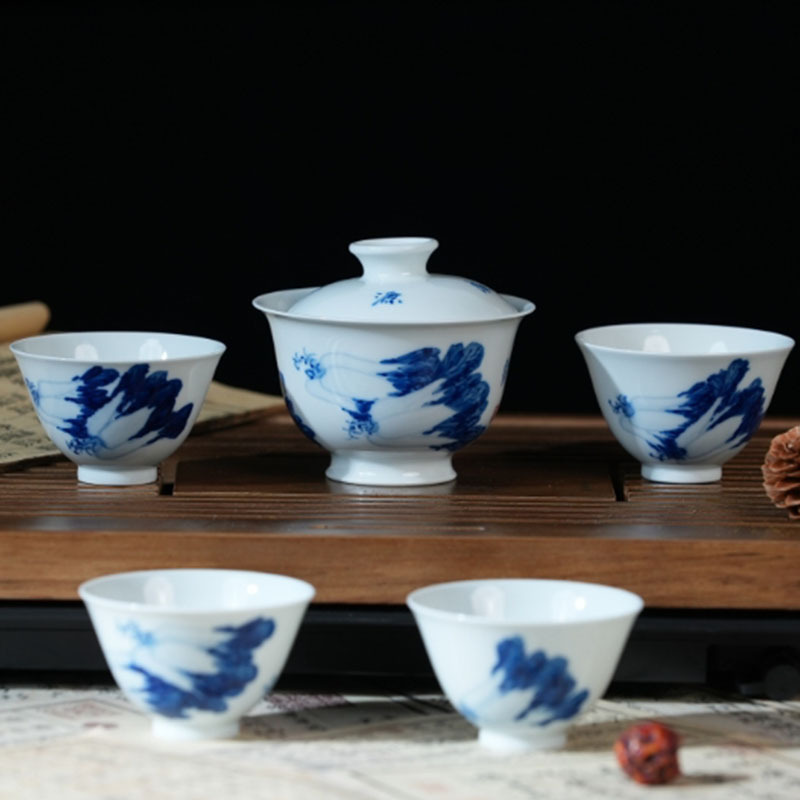 Ceramicpavilion|Wealthy Cabbage Gaiwan|Handmade|Blue and White