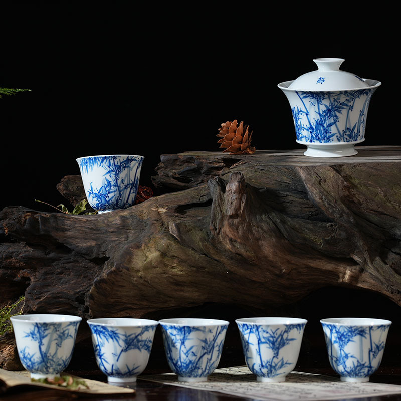 Ceramicpavilion|Bamboo Shadow Gaiwan|Jingdezhen Porcelain
