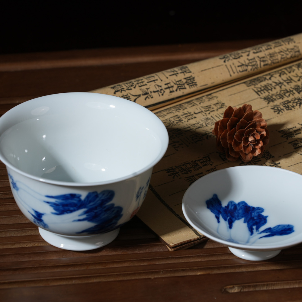 Ceramicpavilion|Wealthy Cabbage Gaiwan|Handmade|Blue and White