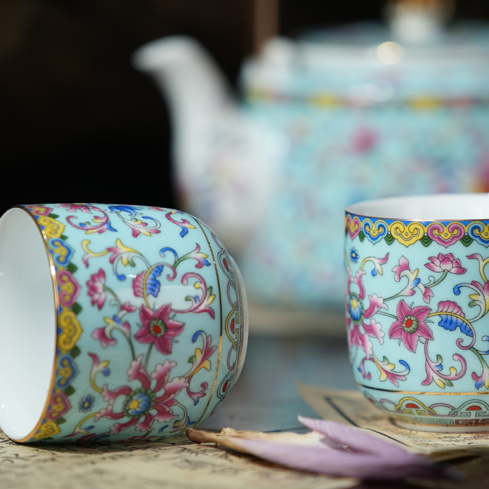Ceramicpavilion|Pastel Flora|Tea Set|Porcelain|Jingdezhen