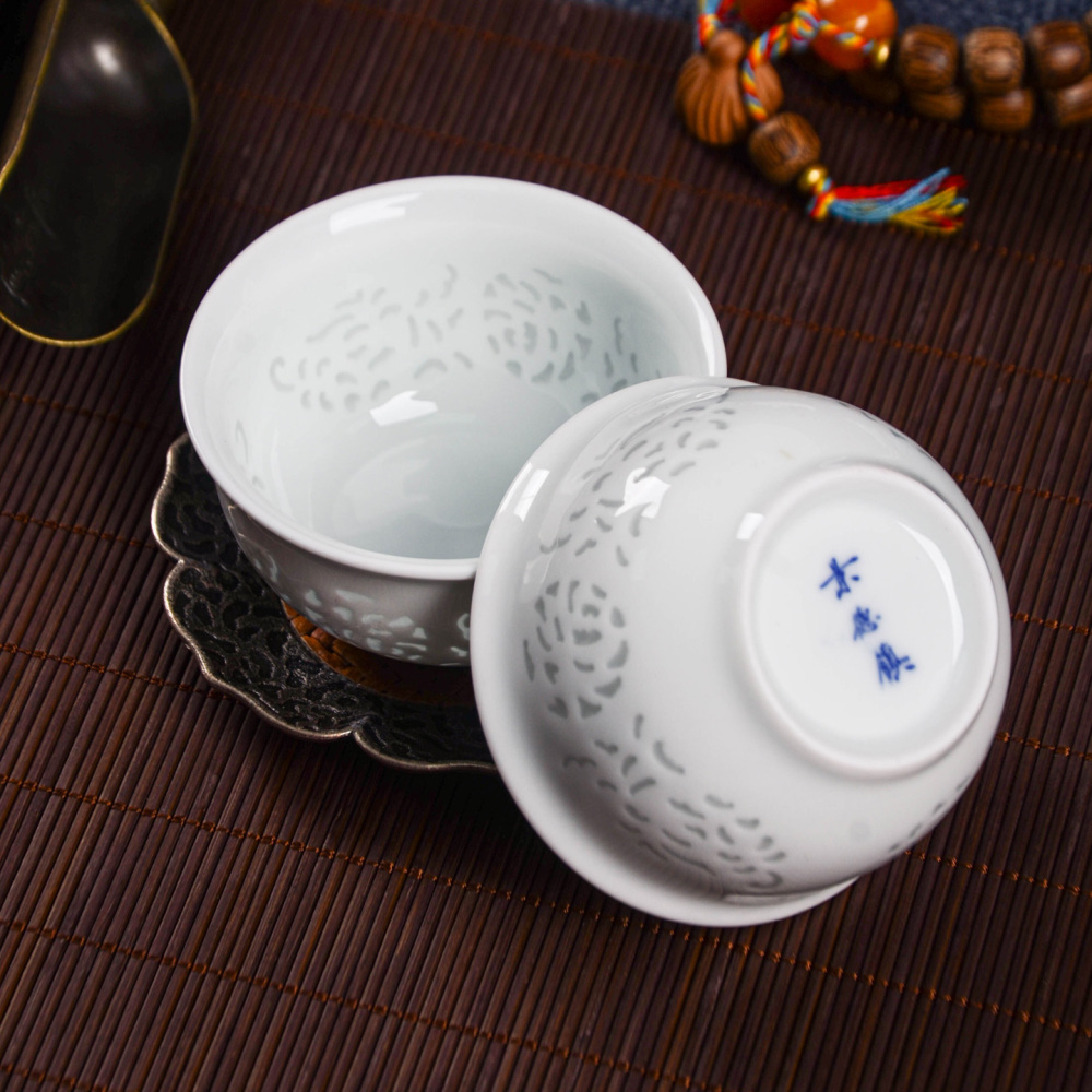 Ceramicpavilion|Celadon Glazed Tea Set with Phoenix Feather Pattern