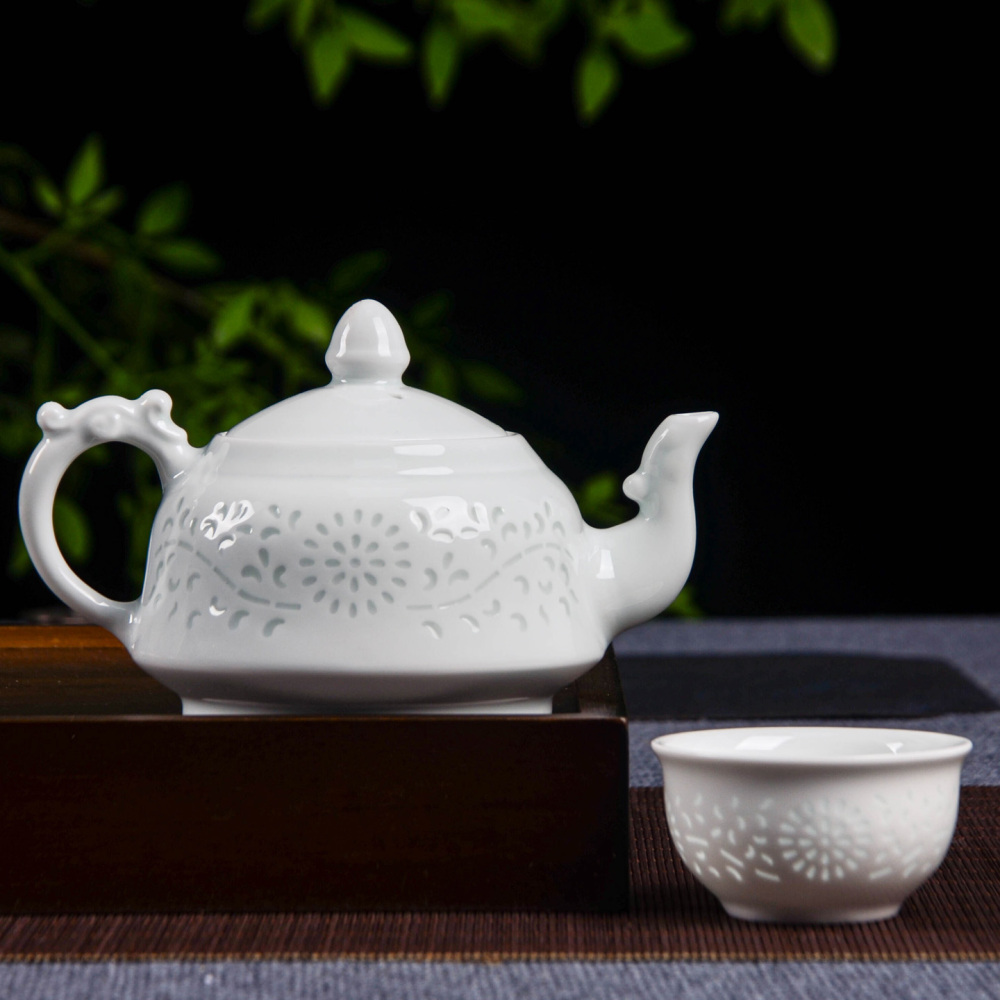 Ceramicpavilion|Celadon Glazed Tea Set with Sun Blossom Pattern