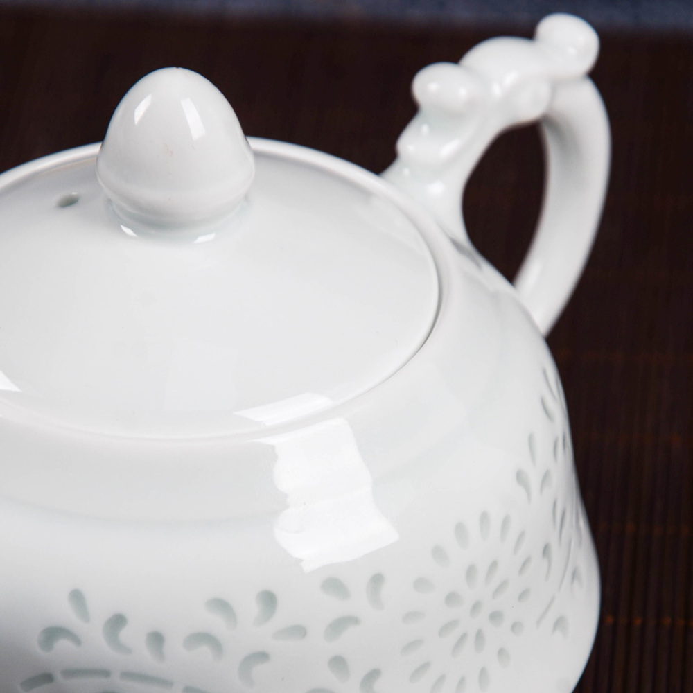 Ceramicpavilion|Celadon Glazed Tea Set with Sun Blossom Pattern